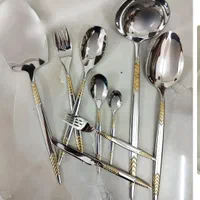 سرویس قاشق و چنگال دو رنگ طلایی و استیل یونیک نو|ظروف سرو و پذیرایی|تهران, فتح|دیوار