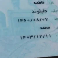 کارت ملی به نام فاطمه جلیلوند گم شده