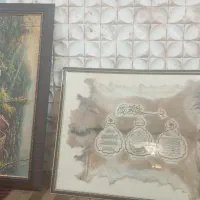 دو عدد تابلو یکی پوست طبیعی حکاکی شده