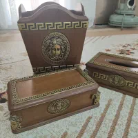 سطل و جا دستمالی و جاکاردی آنتیک جنس چوبی|ظروف سرو و پذیرایی|تهران, قیام|دیوار
