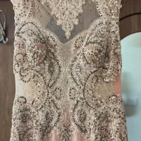 پیراهن مجلسی نگین کاری دنباله دار سایز ۴۴