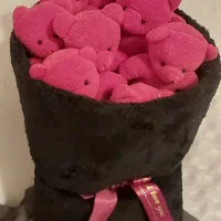 عروسک بوکت خرسی قرمز مشکی