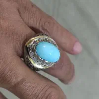انگشتر فیروزه نیشابوری صاف طبیعی بشرط