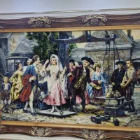 تابلو فرش ذرع نیم ابریشم ۵۰ رج طرح مهریه عروس