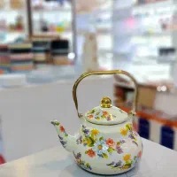 کتری لعابی طرحدار گلدار جهیزیه عروس