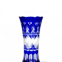 گلدان کریستال آنتیک دو پوست بوهمیا چک کبالت|صنایع دستی و سایر لوازم تزئینی|تهران, سهروردی|دیوار