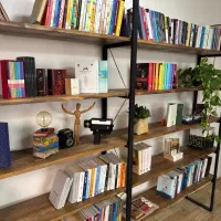 کتابخانه شلف چوبی فلزی روستیک مینیمال