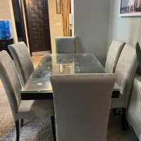 میز چوب روس و شش عدد صندلی