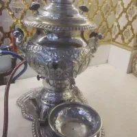 سماور کنده کاری با جام سینی