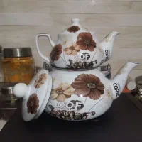 کتری لعابی و قوری چینی