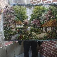 تابلو فرش کوچه باغ چله ابریشم