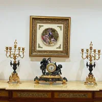 ساعت و شمعدان فرشته کلاسیک تمام برنز