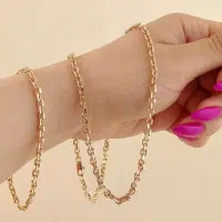 زنجیرودستبندهرمس برندژوپینگ مشابه طلاآبکاری18عیار|زیورآلات و اکسسوری|املش, |دیوار