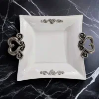 میوه خوری و شیرینی خوری سرامیکی پایه دار ست