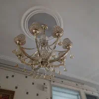 یک جفت لوستر۸شاخه آ بکاری شده کریستال طلایی