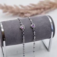 دستبند قلب نقره صورتی پینک مارکیز جواهری ۹۲۰۲|بدلیجات|تبریز, |دیوار