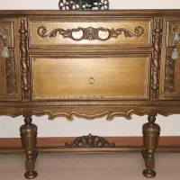 کنسول کف طرح فرانسه آنتیک + شمعدان قاب دکور پتینه|بوفه، ویترین، کنسول|لواسان, |دیوار