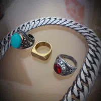 زنجیر استیل اصل انگلیس با تعدادی انگشتر