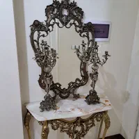 ست آینه و کنسول و شمعدون برنجی