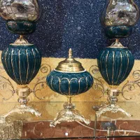 چراغ برنز -لاله-لامپا سه تیکه زرشکی|صنایع دستی و سایر لوازم تزئینی|اردبیل, |دیوار