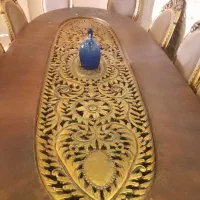 میز نهار خوری ۸ نفره چوب راش ورق طلا