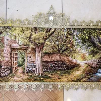 تابلوفرش برنجی طرح آیه و منظره برنزی