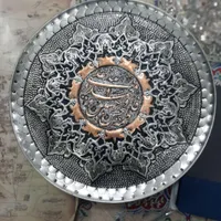 سینی و بشقاب مسی قلمزنی طرح مذهبی|صنایع دستی و سایر لوازم تزئینی|یزد, |دیوار