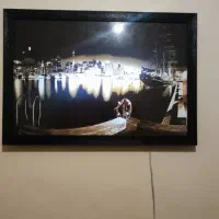 تابلو Led  دور چوب منظره بندرگاه زیبا