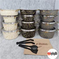 سرویس قابلمه مدل فروآنس 8تیکه طرح سنگ چدن با تابه