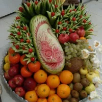 تزیینات یلدا حکاکی میوه|خدمات پذیرایی، مراسم|لنجان, |دیوار