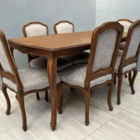میز نهار خوری ۴نفره فرانسوی رنگ فندوقی پارچه مخمل|میز و صندلی غذاخوری|پاکدشت, پاکدشت (مامازند)|دیوار