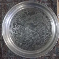 سینی مسی قدیمی قلمزنی شده|کلکسیون اشیاء عتیقه|بیرجند, |دیوار