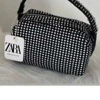 کیف مشکی نگین دار نقره ای