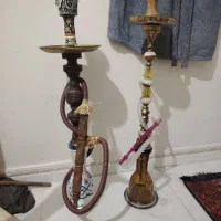 قلیان قلیون چوبی برنجی بزرگ شیشه کریستال چوب عناب