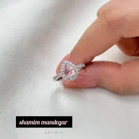 انگشتر جواهری قلبی و اشکی نگین صورتی
