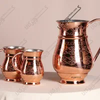 ظروف‌مسی/سرویس پارچ و‌لیوان مسی ترک طرح دار/اقساطی