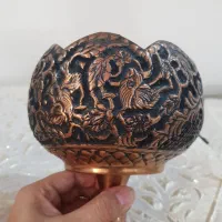 ظرف پایه دار مسی سیاه قلم،ظرف مس بسیار خاص لبه دار|کلکسیون اشیاء عتیقه|تهران, پونک|دیوار