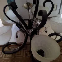 لوستر چوبی فلزی پنج شاخه