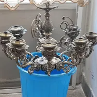 لوستر برنز ۸ چراغه در حد نو دارای لاله و کریستال