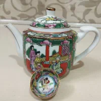 قوری گل مرغی و کاسه مرغی مینیاتوری ونعلبکی