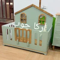 تخت خواب نوزاد نوجوان مدل چوب و رنگ سبز  آرکا چوب|تخت و سرویس خواب|کرمانشاه, |دیوار