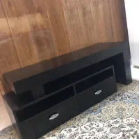 میز تلویزیون چوبی با صفحه شیشه ای
