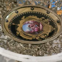 میوه خوری برنجی پایه دار بزرگ