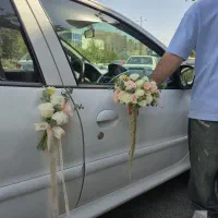 سفارش دسته گل و ماشین عروس مینیمال کد ۱۷۷۵ گلاریس