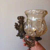 لوستر دیوارکوب آنتیک قدیمی و5عددحباب لوستر چک