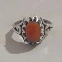 انگشتر نقره نگین عقیق یمن رگه دار رکاب دست با امضا|جواهرات|اصفهان, کلمان|دیوار