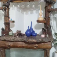 میز بار چوب هنر ساخت دست دو تکه +اکواریوم رایگان