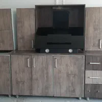 کابینت بدنه فلز درب ام دی اف با سینک و هود و گاز