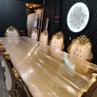 غذاخوری 10 نفره چوب راش ورق طلا