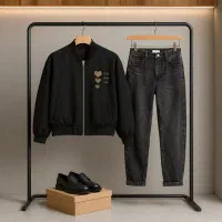 بامبر زنانه گلدوزی 3 قلب - مشکی|لباس|اردبیل, |دیوار